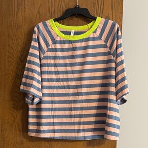 Striped Short Sleeve Tee - Blue and Pink